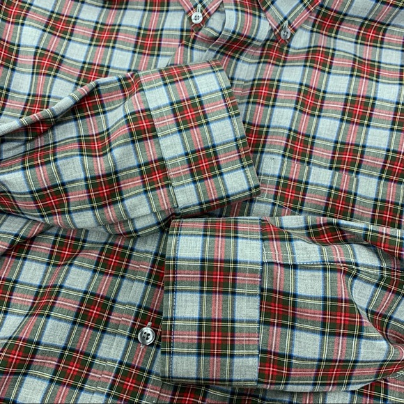 L.L. Bean Plaid Wrinkle Free Slightly Fitted Button Down Long Sleeve Dress Shirt - Picture 12 of 16